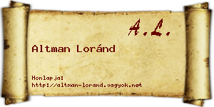 Altman Loránd névjegykártya